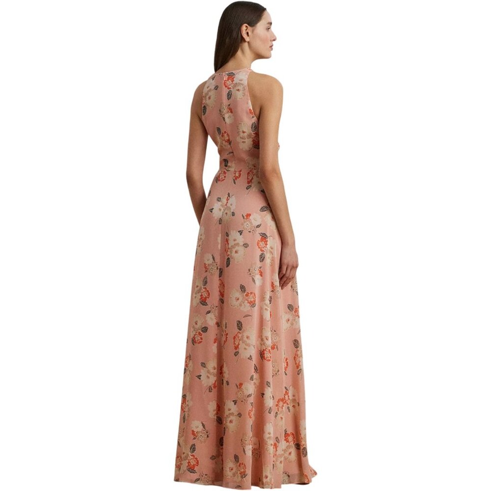 Lauren Ralph Lauren Peach Floral Maxi Wrap Dress - Picture 2 of 3